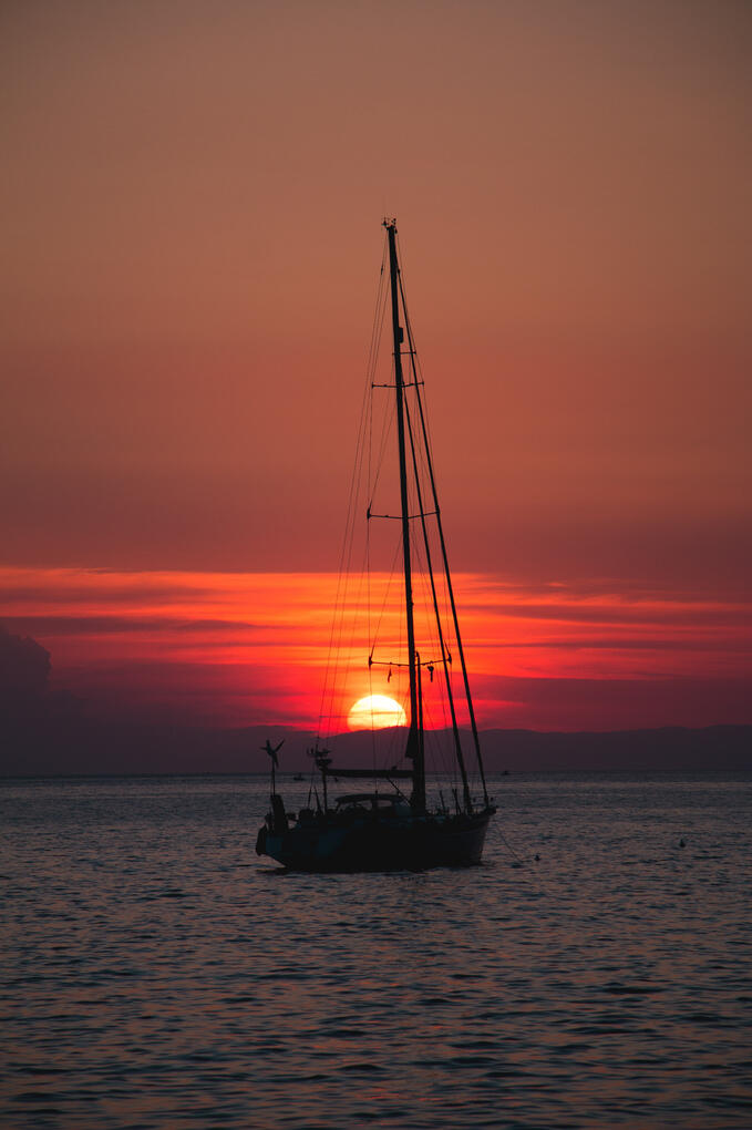 Yacht in sunset